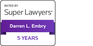 5 year super lawyers badge for darren Embry